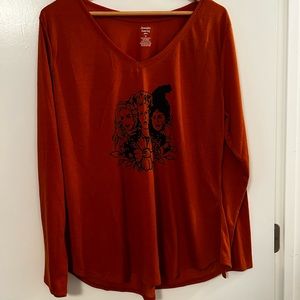 Burnt orange long sleeve Sanderson sisters t-shirt, women’s size 2X